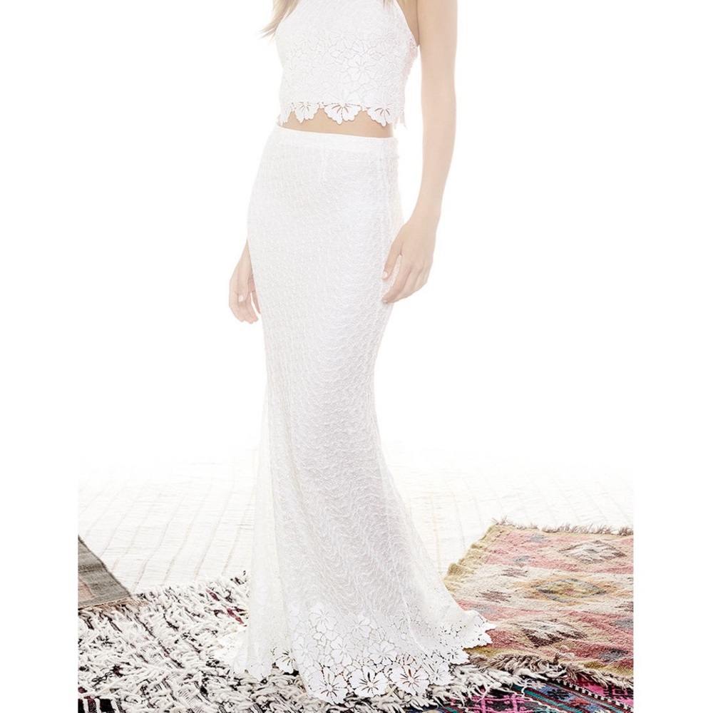 Alice + Olivia White Lace Maxi Skirt